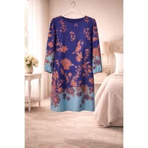 Bow & Arrow Downtown Coquette Boho Hippie CottageCore Blue Floral Sheath Dress